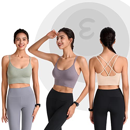 Evercute Cross Back Sport Bras Padded Strappy Criss Cross Cropped Bras For Yoga Workout Fitness Low Impact #TOP1