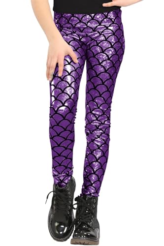 Pantalones de sirena brillantes para niñas en fiestas de disfraces violeta 9 años