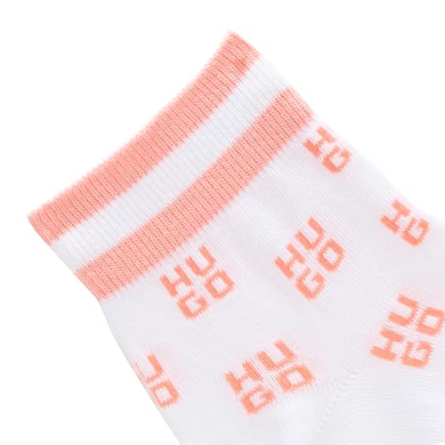 Image of HUGO, 2-Pack Stacked Logo Combed Cotton Socks, white ivory, 6-9