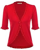 rote strickjacke damen amazon 🍀Die hochelastische Bolero Strickjacke hat kurzarm,Ein-Knopf-Design,einen unregelmäßigen Saum und Weiche Strickware