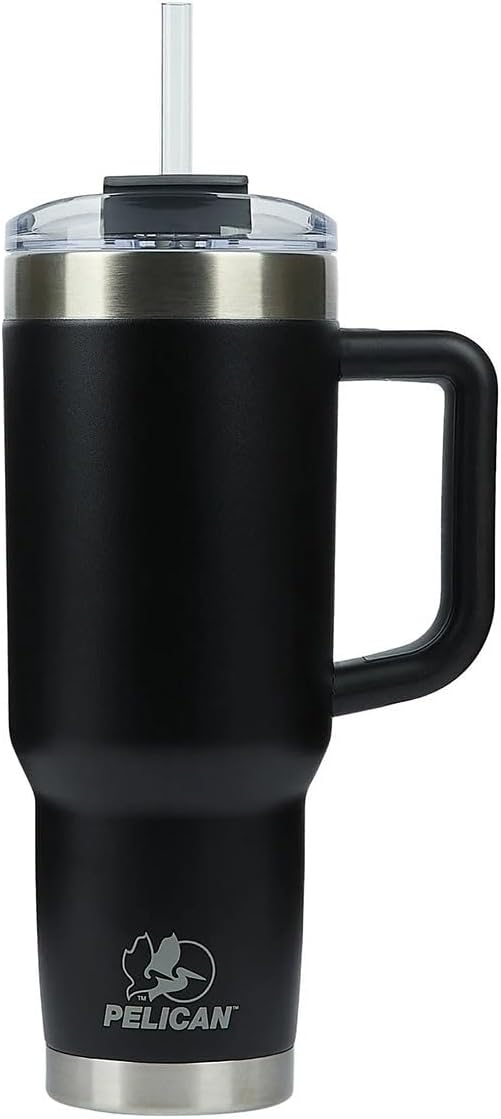 Pelican Porter XP40M01100 40 oz. Double Wall Stainless Steel Travel Tumbler, Black