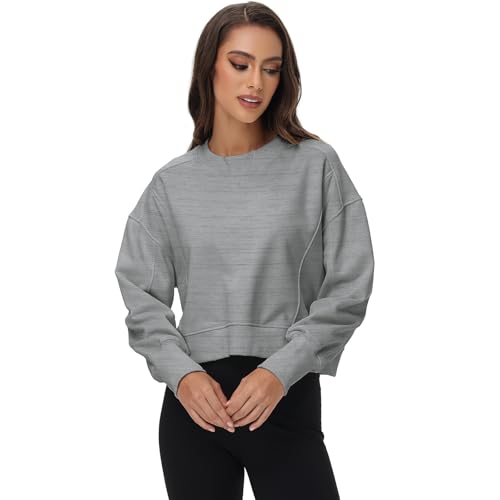 Oymyakon Womens Oversized Cropped Sweatshirts Crew Neck Long Sleeve Pullover Sweater Fall Fashion Clothes2