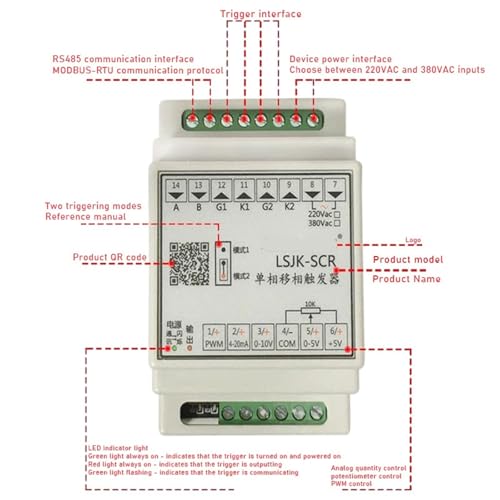 Contrôleur de cycle monophasé LSJK-SCR 380V avec commande RS485 pour déphasage - 4