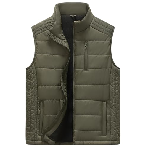 Image of Msmsse Men's Outerwear Vests Winter Quilted Padded Vest Gilet Stand Collar Warm Puffer Vest