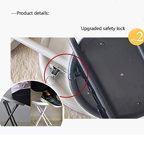 Lzttyee Portable Folding Round Metal Stool Modern Minimalist Home Back Dining Chair Office Chair Bar Chair (White) - Thumbnail 4