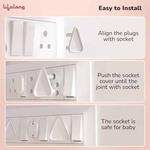 Image of Lifelong Cuppy Baby Safety & Protection Kit 4 in 1 | 12 Small 3 Pin, 3 Large 3 Pin, 6 Two Pin Guards, 12 Safety Belts | Drawer & Child Lock for Cupboard, Baby Proofing, Kids Safety, Switch Board Cover (LLCSK02)