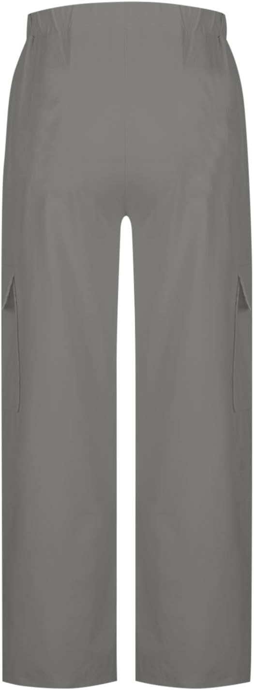 Pants for Women Stretch Elastic Waist Button Sweatpants Casual Outdoor Hiking Cargo Trousers with Pockets - Image 7