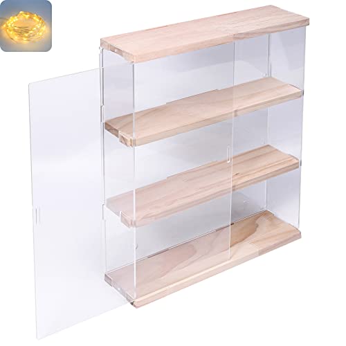 Nynelly 3 Shelf Clear Acrylic Display Case with Door, Wall Display Shelf for Models Figures, Funko Pop, Pop Mart, Labubu