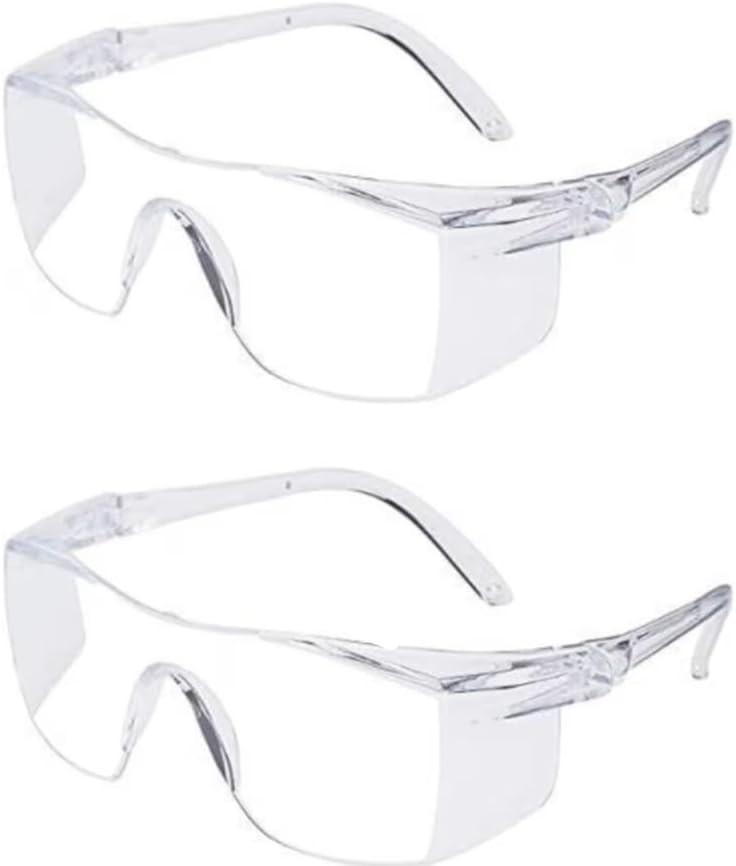 Spex point Safety Glasses, Clear Lens, Protective Eyewear, 2 Pack, Transparent Frame