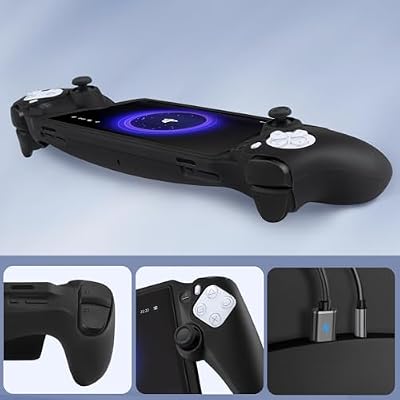CoBak Hard Carrying Shell Case for PlayStation Portal Remote Player - with 2 Screen Protector, 1 Grip Case, 4 Thumb Grip Caps, Hard Outer Cover for PS5 Portal, Black