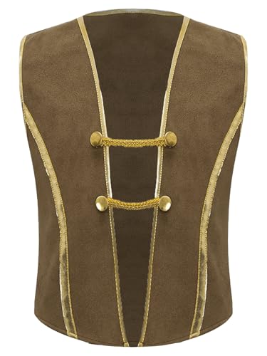 Kids Boys Medieval Pirates Vest Steampunk Renaissance Vintage Vikings Knight Waistcoat Jacket