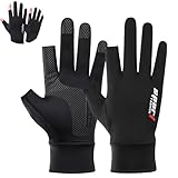 Ahamo Polyester UV Protection Motorcycle Gloves for Men Women - Breathable Non-Slip Riding Gloves with UPF50+ Sun Protection | Summer Wear for, Camping_And_Hiking,Diving,Auto_Racing, Black