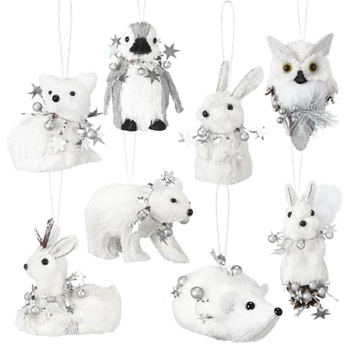 Vercraft 8 Pack Sisal Woodland Friends Animals White Mini Winter