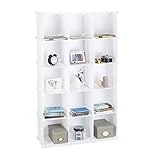 Vielseitiges Steckregal: Weißes Regalsystem mit 15 Fächern für Bücher, CDs, Kleidungsstücke uvm. - Als Raumteiler im Wohnzimmer oder Jugendzimmer geeignet - In 3 verschiedenen Farben