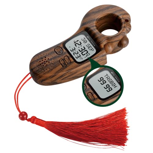 Image of Islamic Prayer Time and Athan Sound Reminder Digital Tasbih Counter, Full Azan Clock for USA and Worldwide, Portable - Light Brown AL-1447