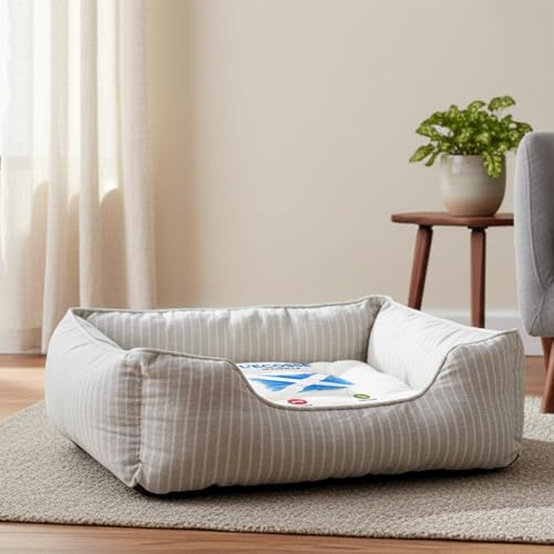 Panier chat lavable avec coussin moelleux déhoussable imprimé