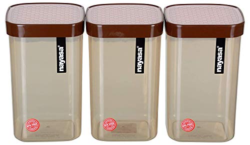 Image of Nayasa Superplast Plastic Fusion Container 1.5 Litre, Set of 3, Brown