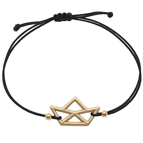 Preisvergleich Produktbild Selfmade Jewelry Boot Armband - Größenverstellbar / Glücksarmband Armkettchen - Handmade Paperboat Armbändchen Damen Frauen Inkl. Geschenkverpackung (Rosegold)
