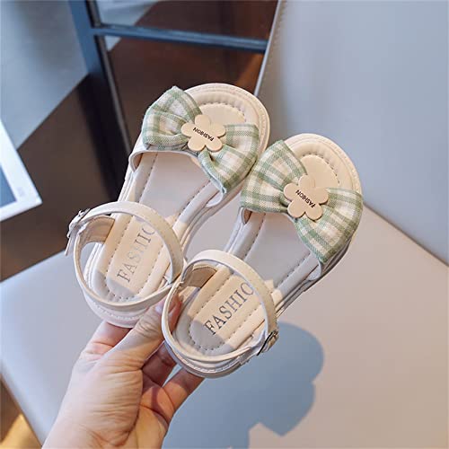 Kids Girls Open Toe Sandals Bowknot Sandals Summer Dress Shoes Lightweight Comfortable Shoes for Little Kid (Green, 9 Toddler)3