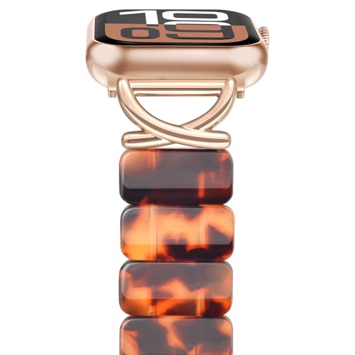 Image of V.R.HOPE Stretchy Resin Apple Watch Band for Series Ultra /10 /9 /8 /7 /SE 38mm 40mm 41mm 42mm Fashion Cute, Lightweight & Flexible, Rectangle Design with iWatch Series 6 /5 /4 /3 /2 /1(Fluorescent White-S)