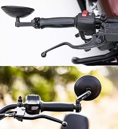 Image of Premium Handle Bar End Mirror compatibility for Jawa 42, Bobber, Classic, Yezdi Roadster, Scrambler, New Reborn Classic, Left and Right Side, Pair