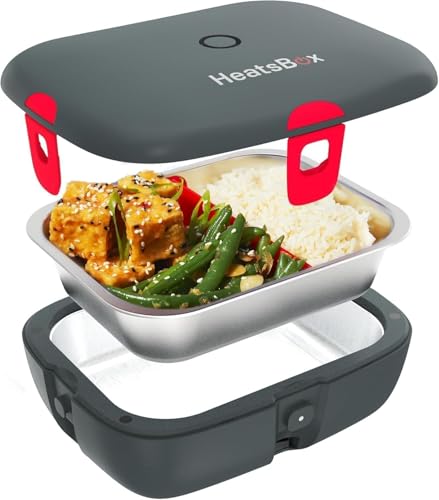 Faitron HeatsBox Style, Thermobehälter für Essen, Elektrische Lunchbox für Jung und Alt, Auslaufsichere Lunchbox mit Edelstahl-Innenschale und Transportdeckel, Warmhaltebox für Essen, 90 Watt
