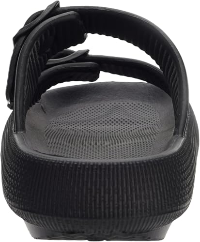 WHITIN Slides for Women Men Double Buckle Adjustable Thick Sole Pillow Slippers Bathroom Sandals3