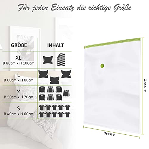 NORDIC® - Vakuumbeutel für Kleidung - 6x Größe S (60x40cm) - BPA Frei - Inkl. Etiketten - Vakuumbeutel klein - Vakuumierbeutel Kleidung - Vacuum Bags