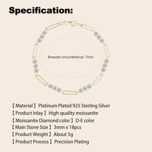 3mm Moissanite Tennis Bracelet, 1.8cttw D Color VVS1 925 Sterling Silver Bracelet fit 7" Below Wrist for Women Wife Mom Birthday Jewelry3