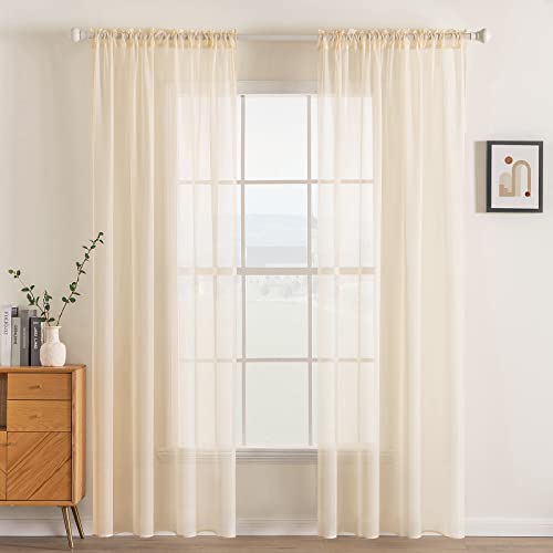 MIULEE 2 Panels Solid Color Sheer Window Curtains Elegant Window Voile Panels/Drapes/Treatment for...