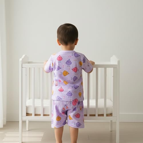 Image of Lil' Shark Baby Cotton T-Shirt & Shorts Set | 100% Pure Cotton Summer Wear for Baby Boys & Girls | Soft, Breathable Infant Casual Outfit | Printed T-Shirt with Shorts Set