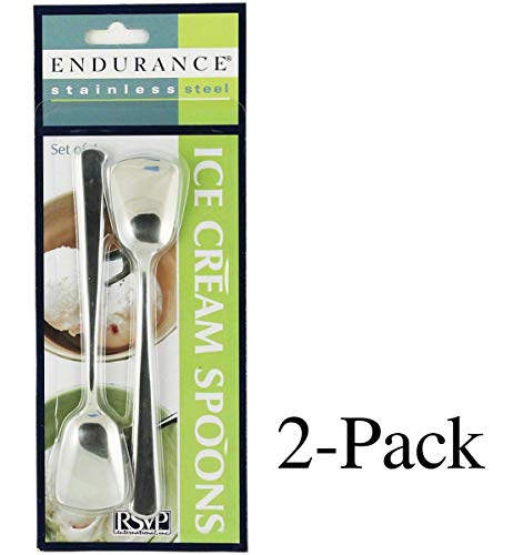 RSVP 6" ICE CREAM SPOONS/SCOOPS Set of 4 Stainless Steel Blunted End (2-Pack)
