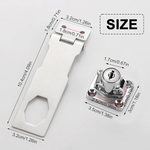 Image of 5 Inch Keyed Hasp Latch Lock, Knob Locking Hasp,Hasp Latches Lock Padlock Latches with Screws Locking Hasp for Cabinet Drawer,2 Pack
