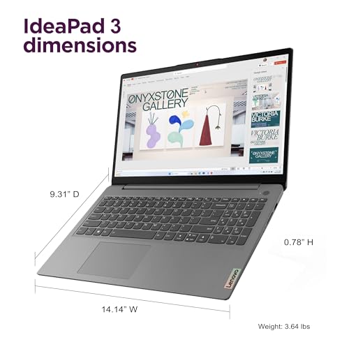Image of Lenovo IdeaPad 3 15.6 inch FHD Touchscreen Laptop (16GB RAM, 256GB SSD, Intel Core i3 (> i5-1035G7)) Narrow Bezel, Webcam, 12-Hr Long Battery Life, NumPad, IST SD, Win 11 Home in S, Home & School - Grey