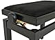 Juan Miguel Navarrez Pianobank Elegance schwarz matt - Massivholz - Höhenverstellbar durch Scherenmechanik - Velours Sitzbezug schwarz