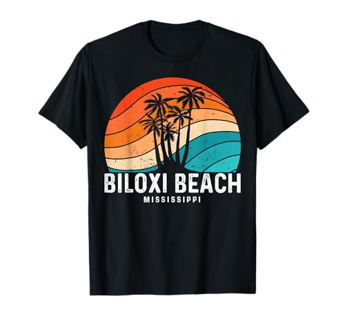 Biloxi Beach Mississippi Palm Tree Beach Souvenir T-Shirt