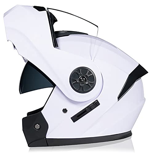 HZIH Casco Modulare per Moto Casco Moto Racing con Doppia Visiera Parasole Casco Moto Donna Uomo Open Face,Certificazione ECE,Casco Modulare Moto Integrale Scooter F,M=57~58cm