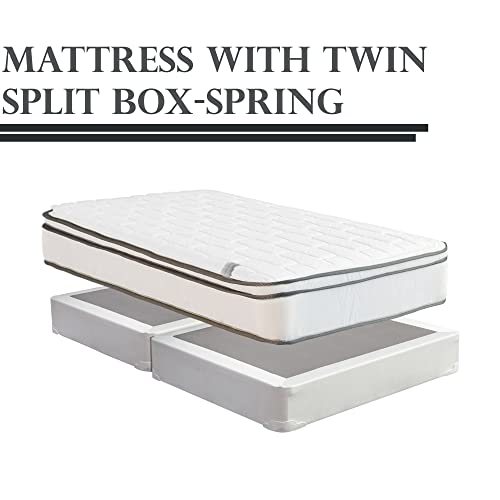 Spinal Solution 10-Inch Medium Plush Eurotop Pillowtop Innerspring Mattress And 8-Inch Split Wood Fully Assembled Box Spring/Foundation Set Twin Size #TOP4