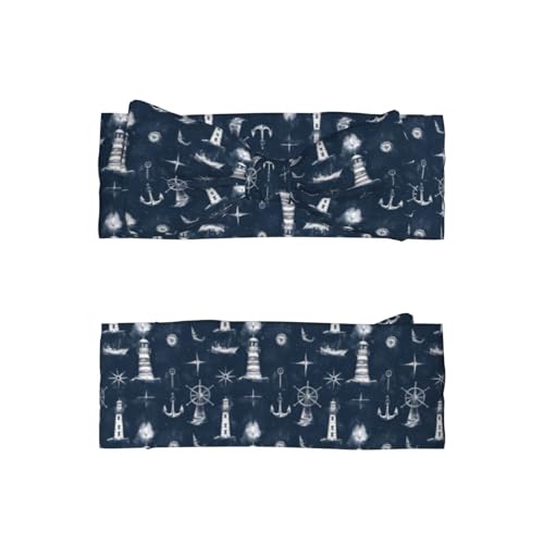 Navy Blue Lighthouses Print Baby Girl Bows Headbands Baby Girls Newborn Headbands Infant Toddlers 0-6 Months2