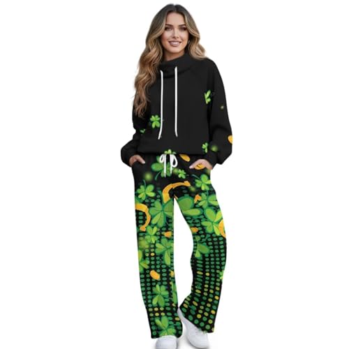Kathyboom Womens 2 Piece Outfits St Pattys Day Green Leaf