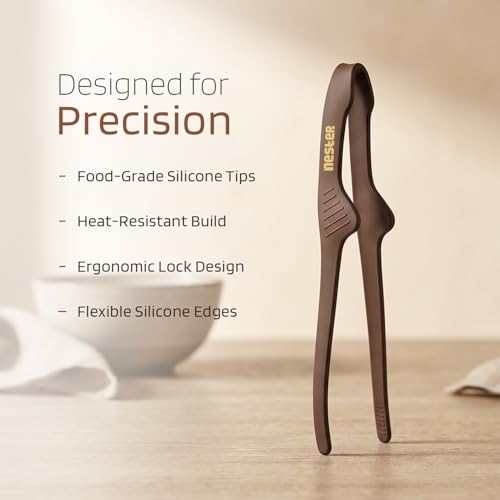 Image of Nester Silicone Kitchen Tong - Heat Resistant, Non-Stick Safe, Anti-Slip Grip, Ergonomic Lock Design, Food-Grade Silicone Tips for Cooking, Serving, BBQ & Frying