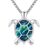 LOOVE 925 Sterling Silver Turtle Necklace for Women Small Abalone Shell Sea Turtle Pendant Cute Animal Necklace Ocean Animal Jewelry