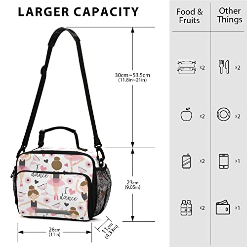 Dussdil G276496932P584C620S1262 Ballerina Ballet Dancer Girly Lunch Bags Women Girls Flowers Kids Lunch Meal Insulated Thermal Cooler Bag Reusable Organizer Tote Lunch Bag Box thumb #2