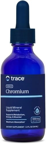 Trace Minerals Cromo iónico 550 mcg – Suplemento dietético para apoyar la energía y el crecimiento muscular – Suplemento líquido en gotas con