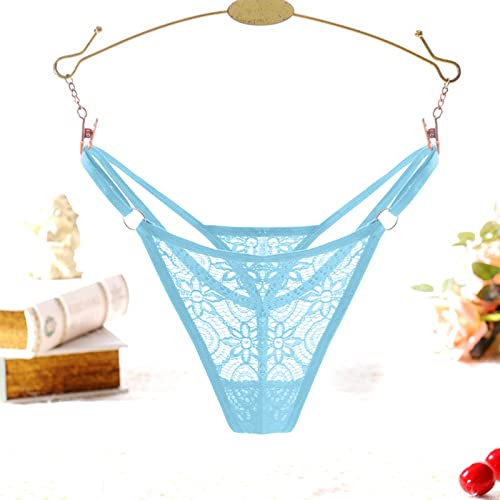 Panties For Women Pack Women Sexy Lace Briefs Hollow Out Panties Crochet Lace Up Panty Thongs G String Lingerie Underwear (Light Blue, One Size) #TOP6