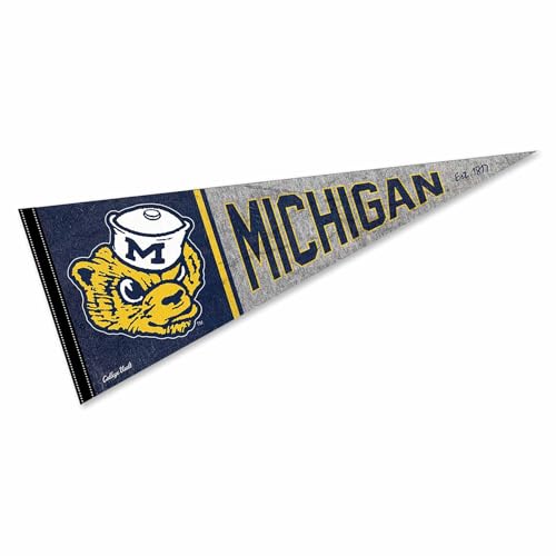 Michigan Team University Wolverines Pennant Throwback Vintage Banner