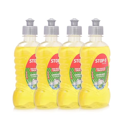 Image of Cycle Pure STOP-O Shine Dishwash Liquid - Lemon Burst | Powerful Grease Removal | Sparkling Shine | Refreshing Lemon Fragrance Pack of 4 | 250 ML Each
