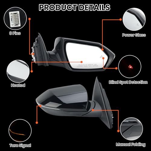 Passenger Side Mirror for 2021-2025 Hyundai Elantra w/Turn Signal Black by Clidr - Used condition - Image 6