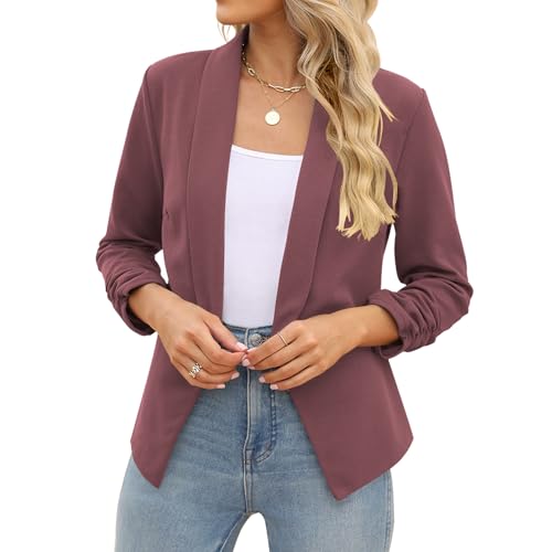 Image of POGTMM Women 3 /4 Sleeve Blazer Open Front Cardigan Jacket Work Office Blazer