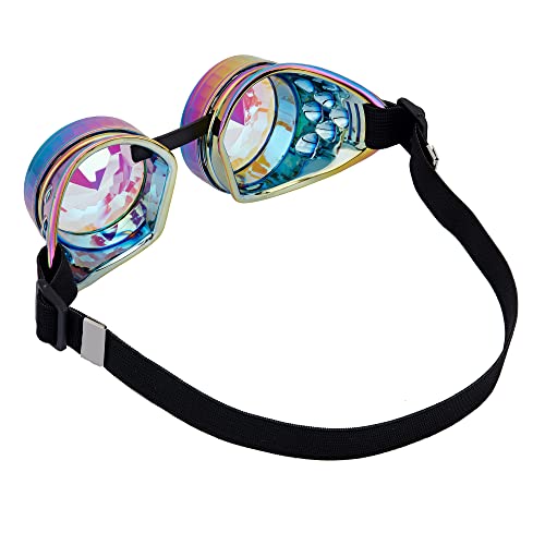Image of 3-5 Days Delivery Kaleidoscope Rave Rainbow Crystal Lenses Steampunk Goggles